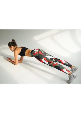 Зеленые демисезонные спортивные лосины military red Aktasport