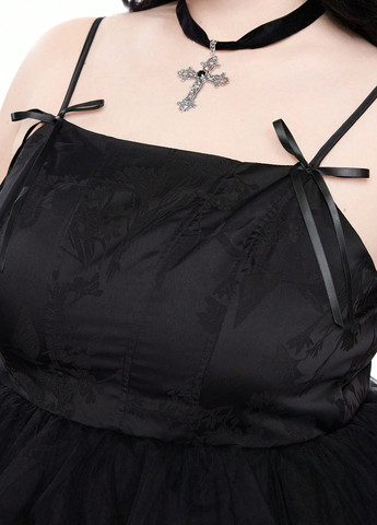 Чорна карнавальний сукня з пишною спідницею, зі шлейфом SHEIN однотонна