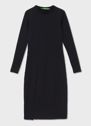 Черное кэжуал платье с разрезом KASTA design однотонное
