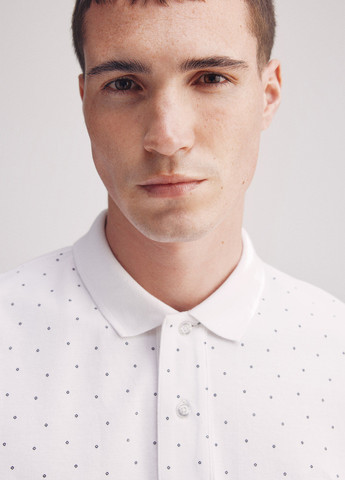 Белая футболка-поло для мужчин Springfield в горошек