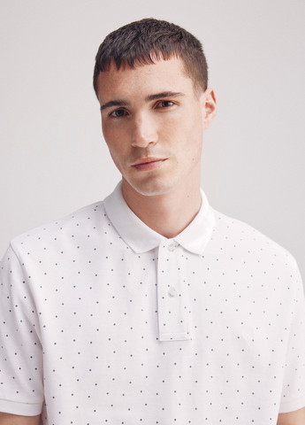 Белая футболка-поло для мужчин Springfield в горошек