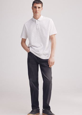 Белая футболка-поло для мужчин Springfield в горошек