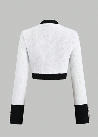 Белый женский жакет SHEIN колор блок - демисезонный