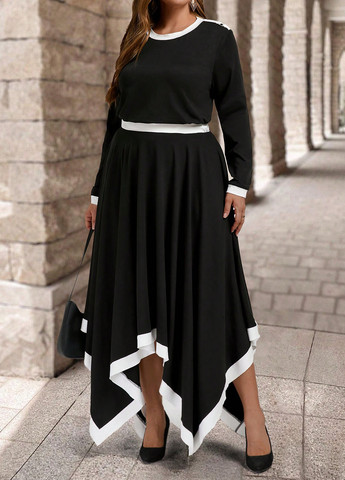 Чорна кежуал сукня кльош SHEIN однотонна