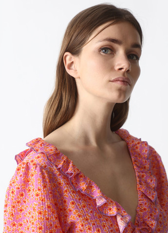 Розовое кэжуал платье клеш Lefties с цветочным принтом