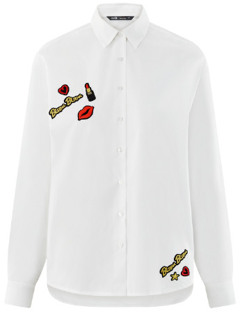 Белая кэжуал рубашка с рисунком Oodji