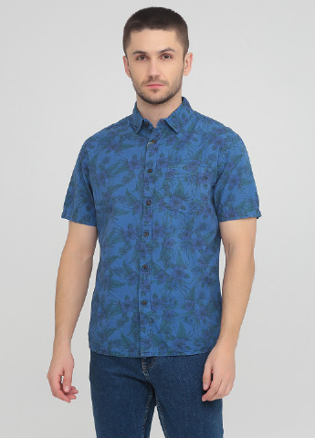 Темно-синяя кэжуал рубашка с цветами Cedar Wood State