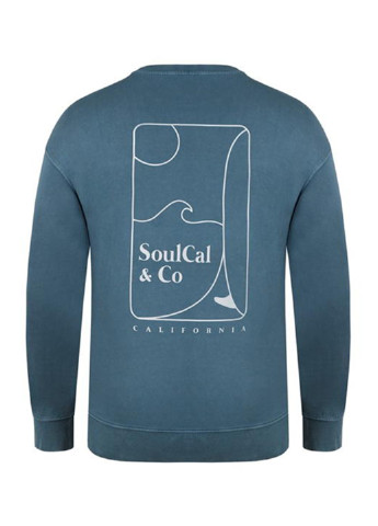 Свитшот Soulcal & Co - Прямой крой однотонный синий кэжуал трикотаж, хлопок - (254153483)
