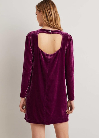 Бордовое коктейльное, кэжуал платье с открытой спиной Boden однотонное