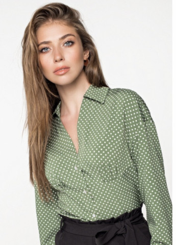 Светло-зеленая кэжуал рубашка в горошек CHI