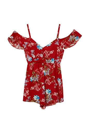 Комбинезон Pull & Bear комбинезон-шорты цветочный красный кэжуал