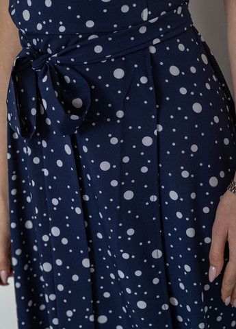 Темно-синя кежуал сукня на запах Ager в горошок