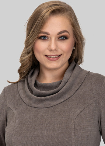 Кофейное кэжуал платье клеш A'll Posa однотонное