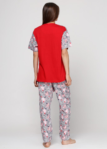 Червона всесезон піжама (футболка, штани) Adalya