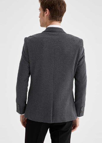 Пиджак DeFacto однобортный тёмно-серый кэжуал полиэстер, костюмная