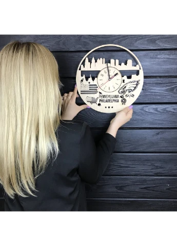 Дизайнерський годинник на стіну «Філадельфія, Пенсильванія» 7Arts (253566432)