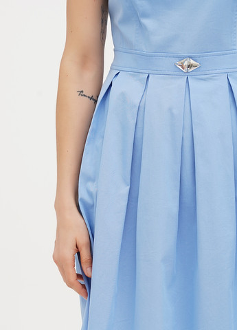 Темно-голубое кэжуал, коктейльное платье клеш Imperial однотонное