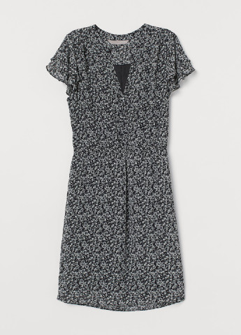 Чорно-білий кежуал плаття, сукня на запах H&M з абстрактним візерунком