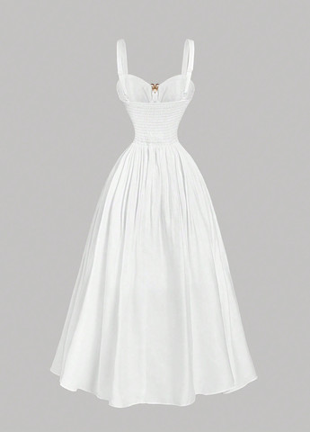 Білий святковий, вечірня сукня з корсетом SHEIN однотонна