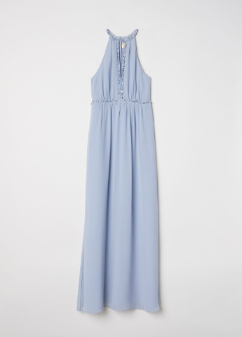 Бледно-голубое вечернее платье а-силуэт H&M однотонное