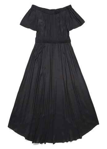 Черное кэжуал платье клеш, с открытыми плечами Kiomi однотонное