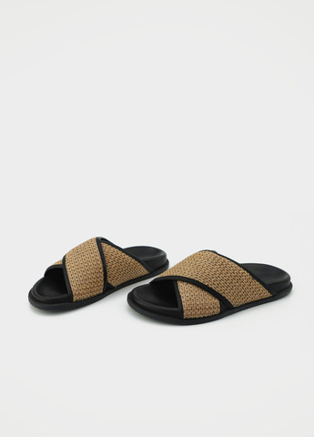 Черные шлепанцы URBAN TRACE на плетеной подошве