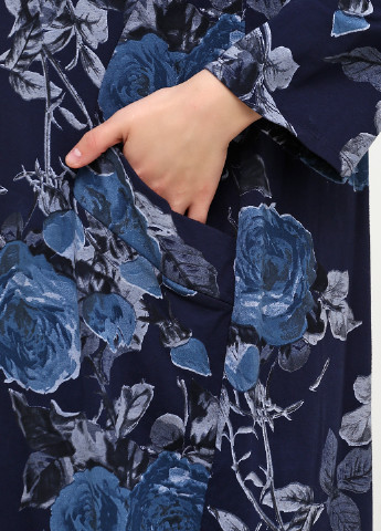 Темно-синее кэжуал платье оверсайз Italy Moda розы