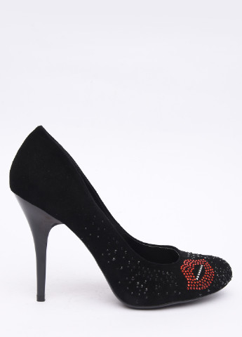 Черные женские классические туфли со стразами украинские - фото