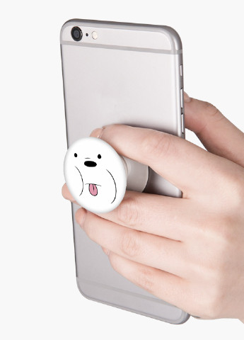 Попсокет (Popsockets) тримач для смартфону Білий ведмідь Вся правда про ведмедів (We Bare Bears) (8754-2662) Чорний MobiPrint (216836547)