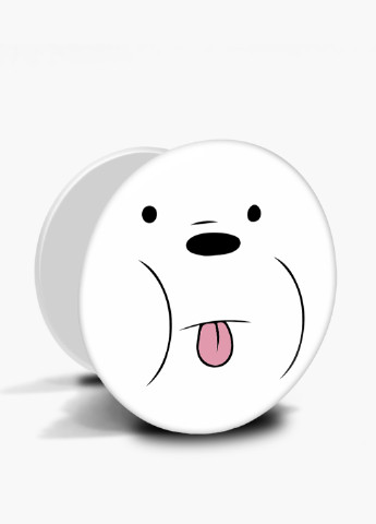 Попсокет (Popsockets) тримач для смартфону Білий ведмідь Вся правда про ведмедів (We Bare Bears) (8754-2662) Чорний MobiPrint (216836547)