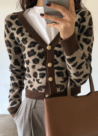 Коричневый демисезонный кардиган SHEIN