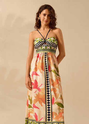 Комбінована кежуал сукня в грецькому стилі, а-силует SHEIN з квітковим принтом