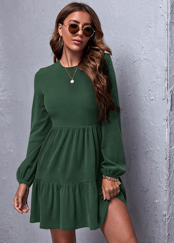 Темно-зеленое кэжуал платье а-силуэт SHEIN однотонное