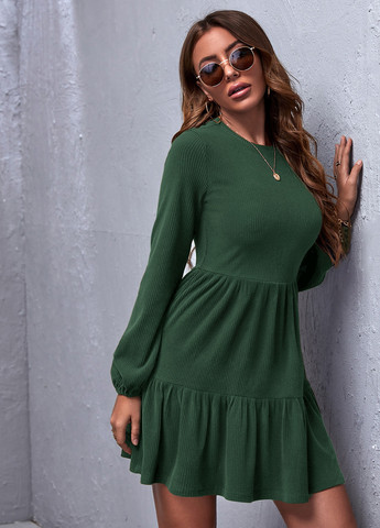Темно-зеленое кэжуал платье а-силуэт SHEIN однотонное