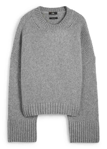 Серый демисезонный свитер из шерсти джемпер C&A