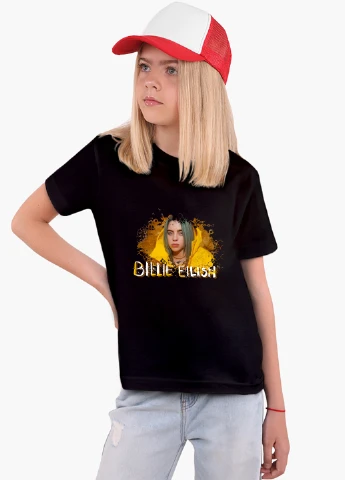 Чорна демісезонна футболка дитяча біллі айлиш (billie eilish) (9224-1215) MobiPrint