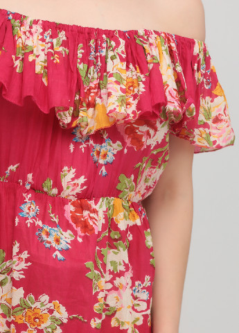 Фуксиновое (цвета Фуксия) кэжуал платье клеш Asos с цветочным принтом