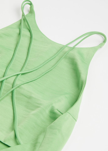Светло-зеленое коктейльное, праздничный платье с открытой спиной H&M однотонное