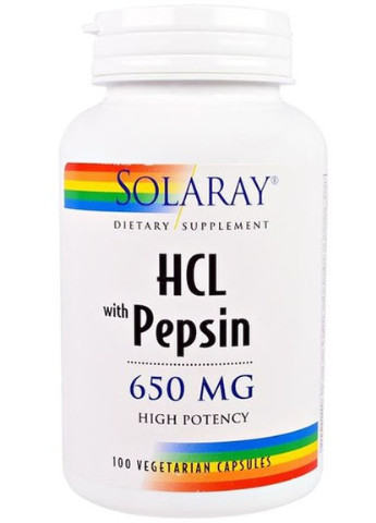 HCL with Pepsin 650 mg 100 Veg Caps SOR-04814 Solaray (256380007)