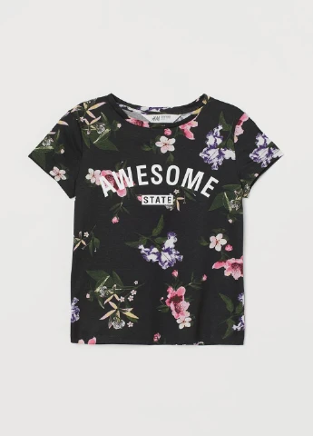 Черная летняя футболка H&M
