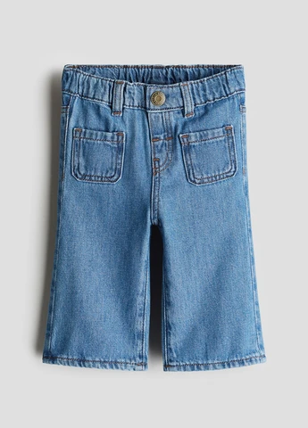 Голубые демисезонные клеш джинсы H&M