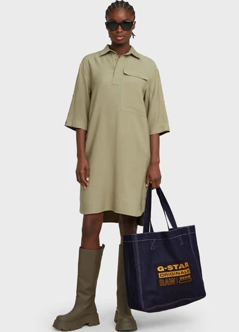 Оливкова кежуал сукня сукня-сорочка G-Star Raw однотонна