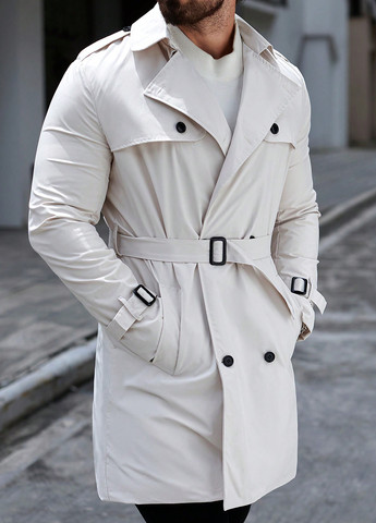 Плащ SHEIN тренчкот на пуговицах приталенный (340649048)