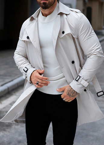 Плащ SHEIN тренчкот на пуговицах приталенный (340649048)