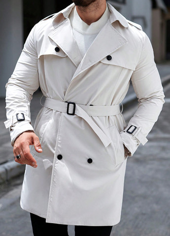 Плащ SHEIN тренчкот на пуговицах приталенный (340649048)