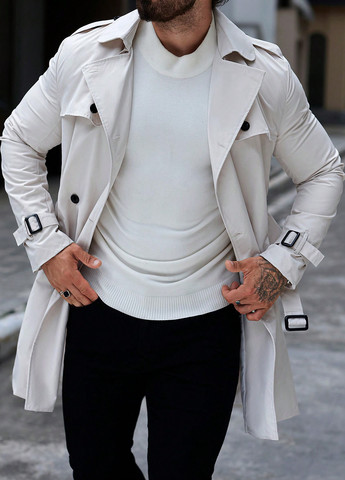 Плащ SHEIN тренчкот на пуговицах приталенный (340649048)