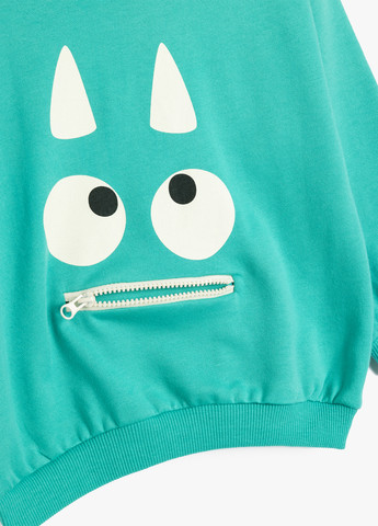 KOTON світшот малюнок світло-зелений кежуал бавовна