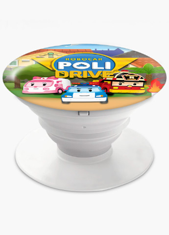 Попсокет (Popsockets) тримач для смартфону Робокар Полі (Robocar Poli) (8754-1617) Чорний MobiPrint (216748230)