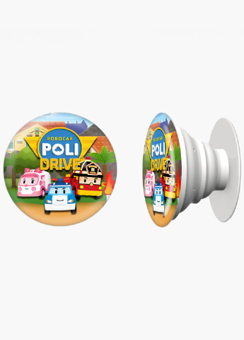 Попсокет (Popsockets) тримач для смартфону Робокар Полі (Robocar Poli) (8754-1617) Чорний MobiPrint (216748230)