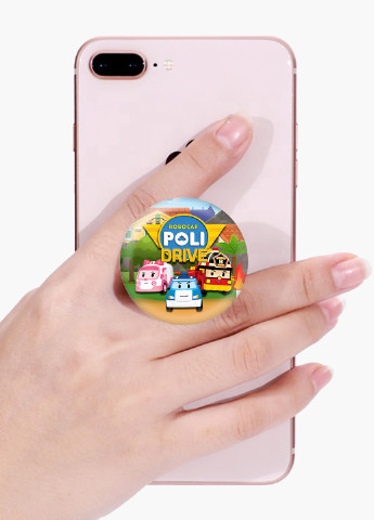 Попсокет (Popsockets) тримач для смартфону Робокар Полі (Robocar Poli) (8754-1617) Чорний MobiPrint (216748230)